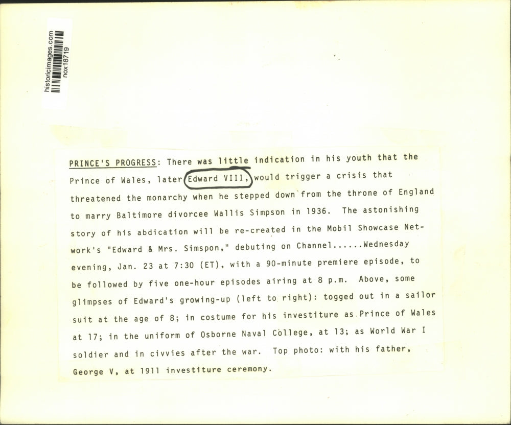 Press Photo Many phases of Prince of Wales, later named Edward VIII - nox18719