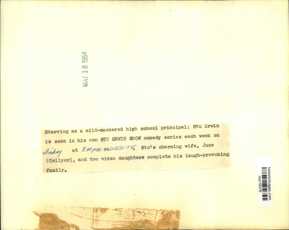 1954 Press Photo Stu Erwin stars in "Stu Erwin Show," a comedy series.