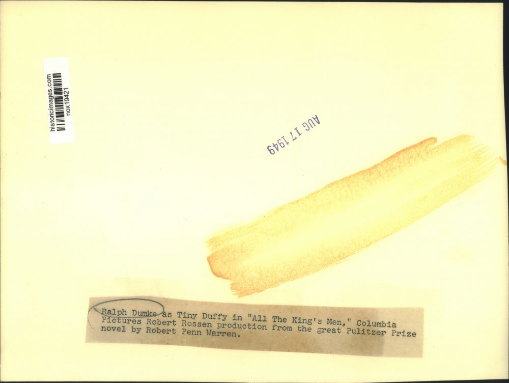 1949 Press Photo Ralph Dumke as Tiny Duffy in "All the King's Men" - nox19421