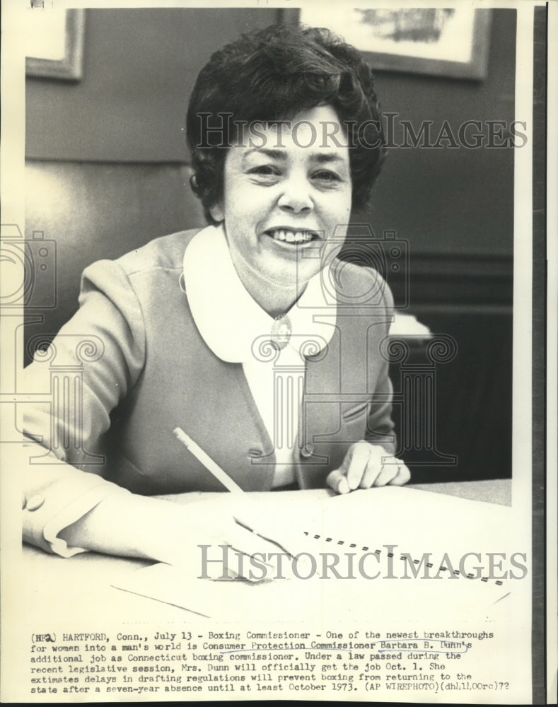 1972 Press Photo Barbara B. Dunn, new Connecticut boxing commissioner