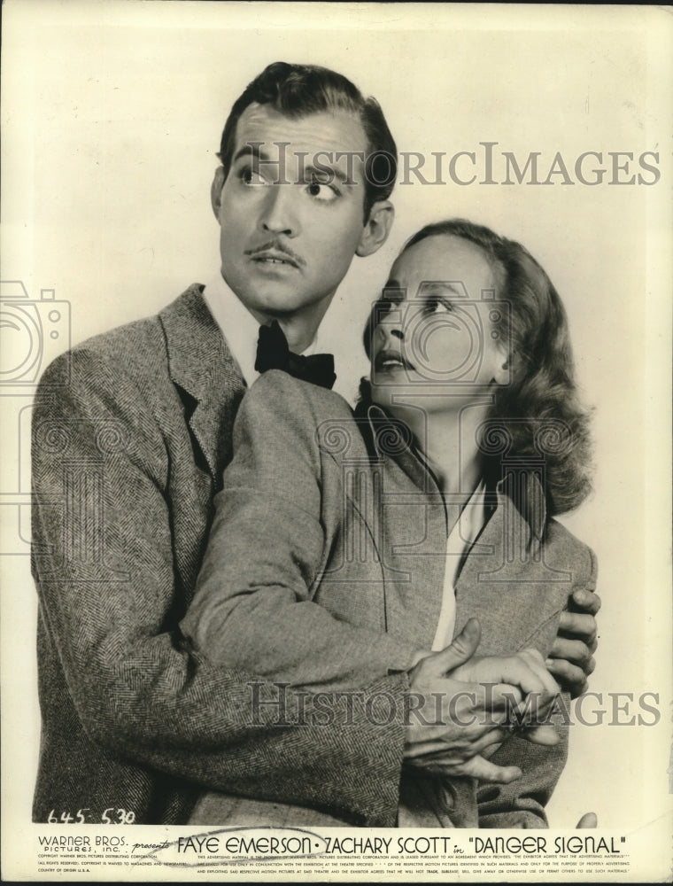 1946 Press Photo Faye Emerson & Zachary Scott star in "Danger Signal"