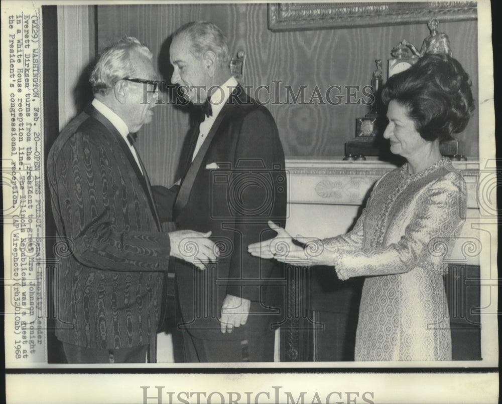 1968 Press Photo Everett Dirksen and The Johnson&#39;s in White House reception line