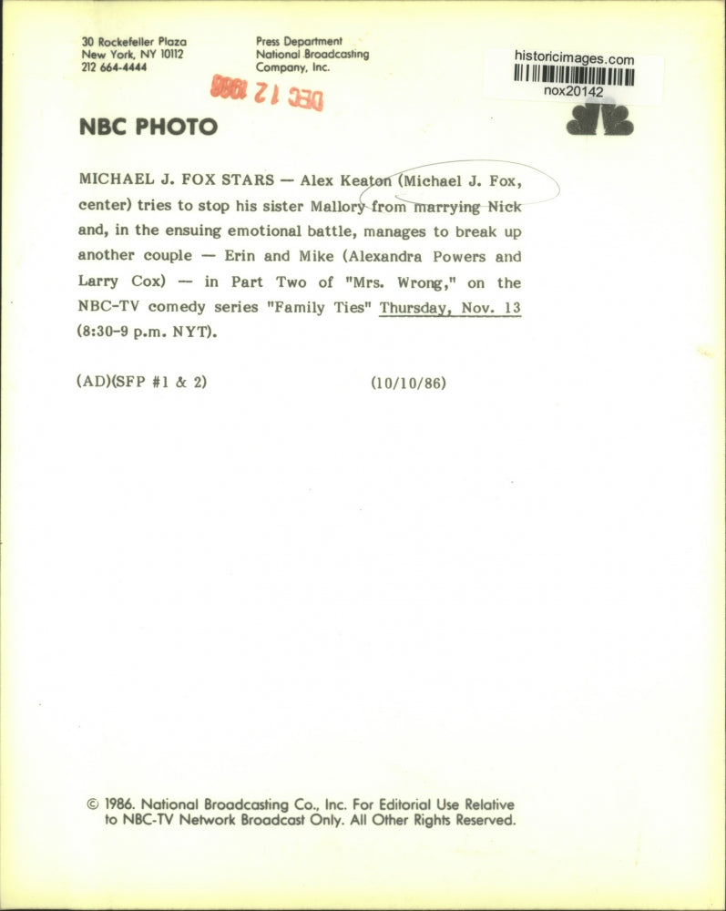 Load image into Gallery viewer, 1986 Press Photo Michael J. Fox as Alex Keaton in "Family Ties" - nox20142
