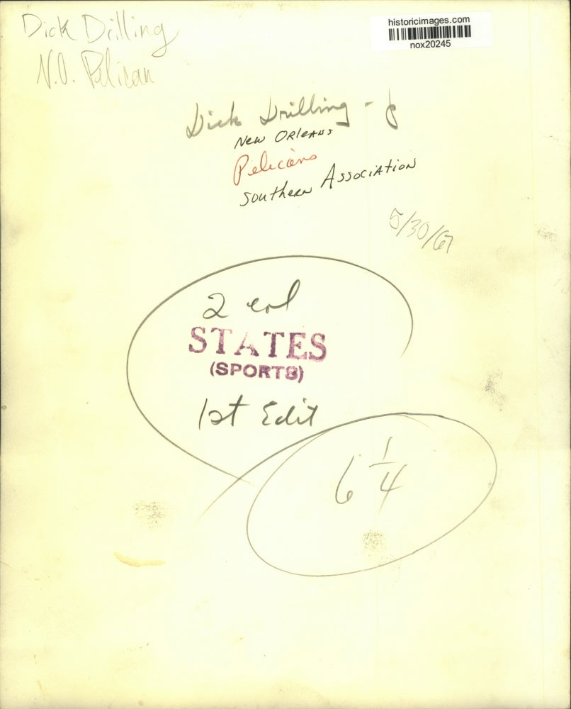 1967 Press Photo New Orleans Pelicans' pitcher Dick Drilling - nox20245