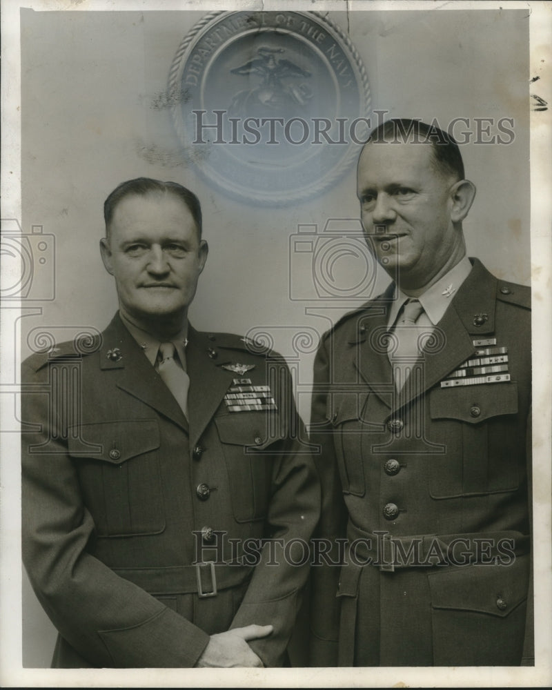 1956 Press Photo Brig. Gen. Ennis & Col. Lytz at Marine Corps Reserve conference