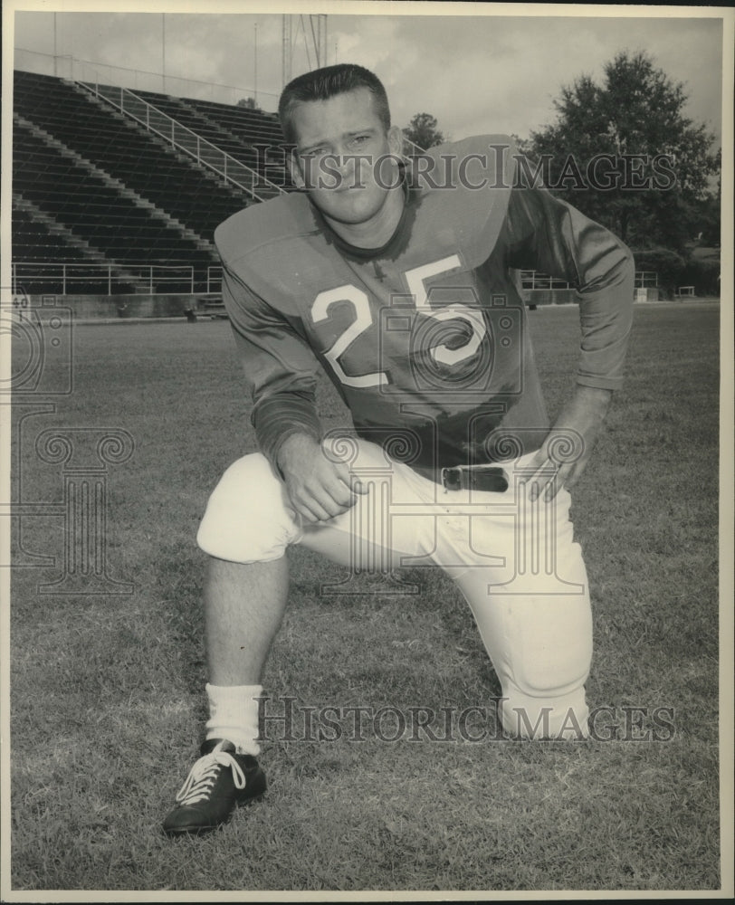 1967 Press Photo Russ Gautreaux, Southwestern Louisiana College halfback #25