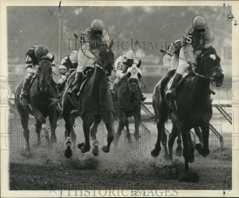 Load image into Gallery viewer, 1969 Press Photo Sassy Morn (5) wins Pontalba Stakes at the Fair Grounds.
