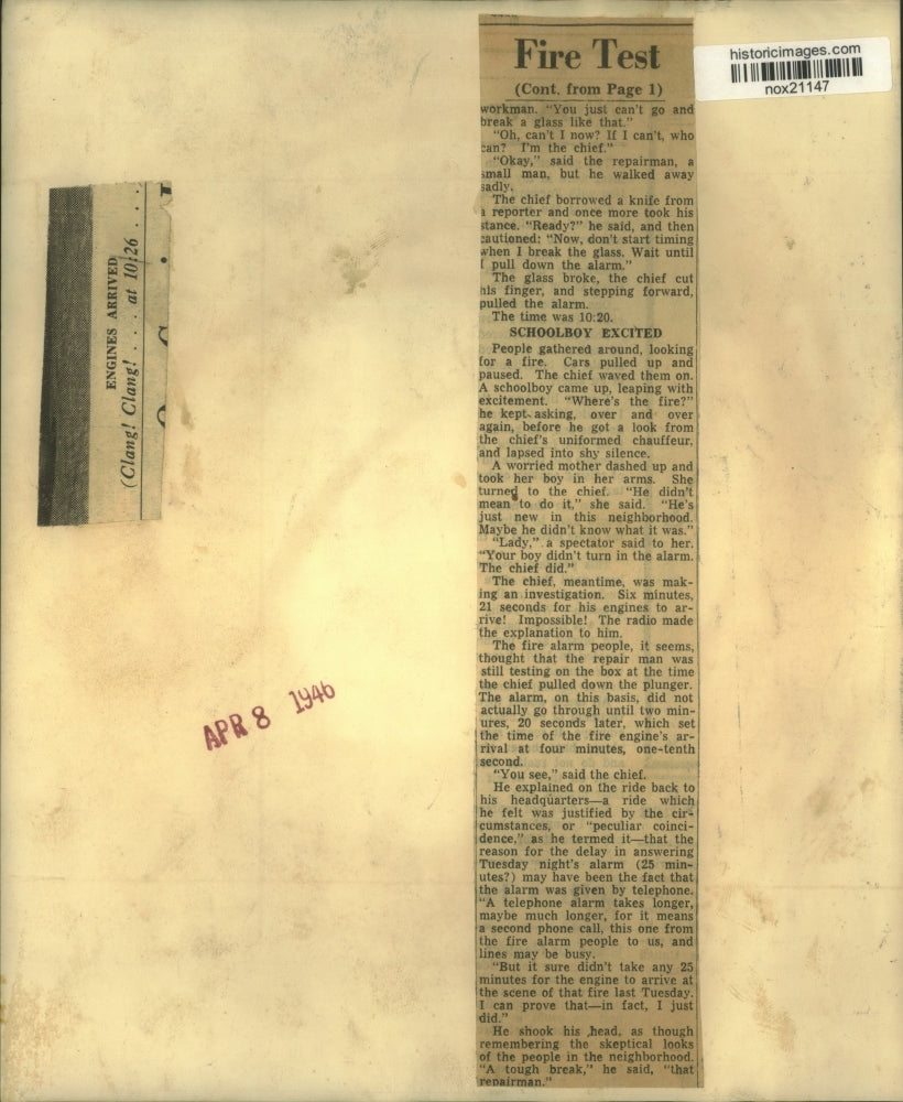 1946 Press Photo Firemen respond to fire alarm test. - nox21147