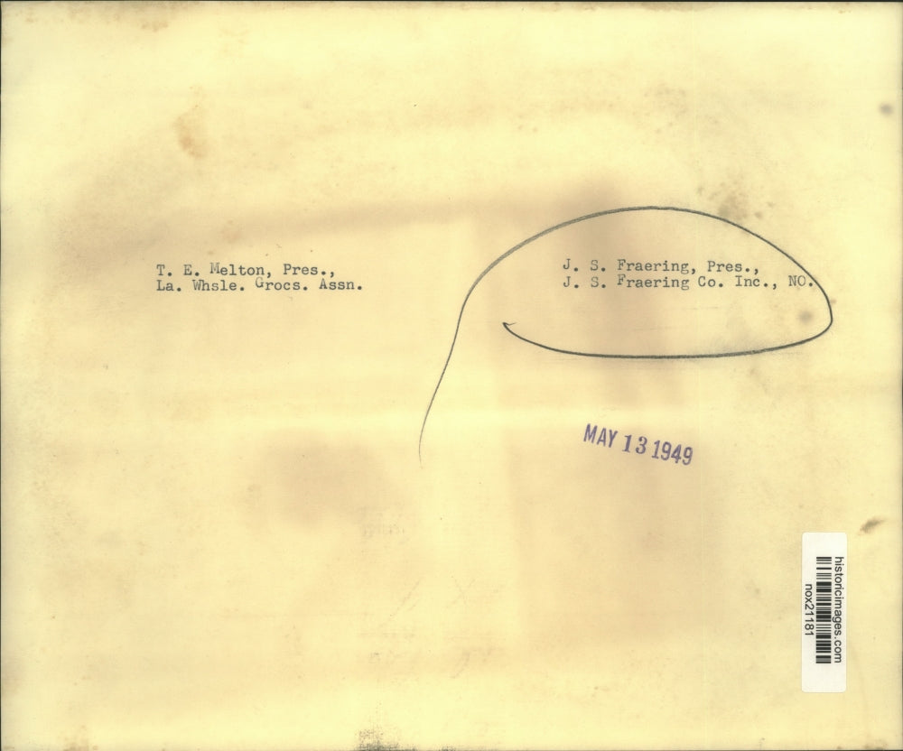 1949 Press Photo T.E. Melton & J.S. Fraering shake hands at event - nox21181