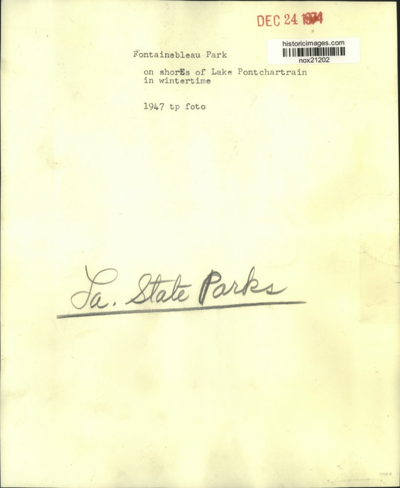 1947 Press Photo Fontainebleau Park on Lake Pontchartrain shores in wintertime