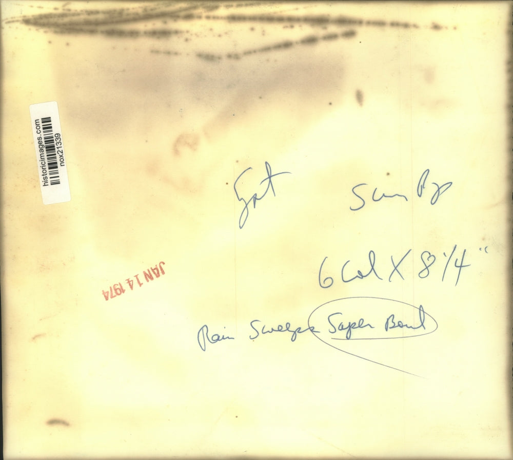 1974 Press Photo Super Bowl ground maintenance sweeps water from field