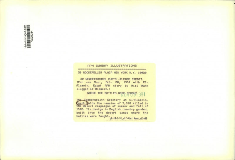 Load image into Gallery viewer, 1991 Press Photo Commonwealth Cemetery at El-Alamein, Egypt, 7,970 fallen buried
