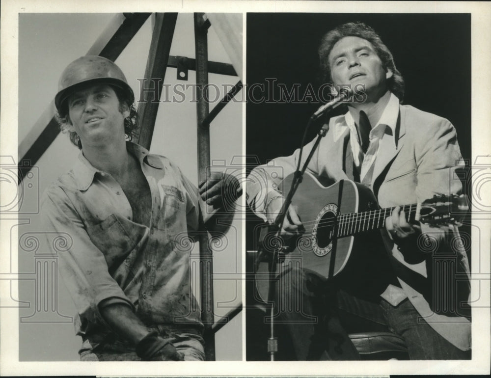 1981 Press Photo Larry Gatlin show in oilfields and on stage - nox21442