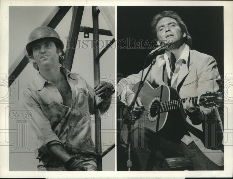 Load image into Gallery viewer, 1981 Press Photo Larry Gatlin show in oilfields and on stage - nox21442
