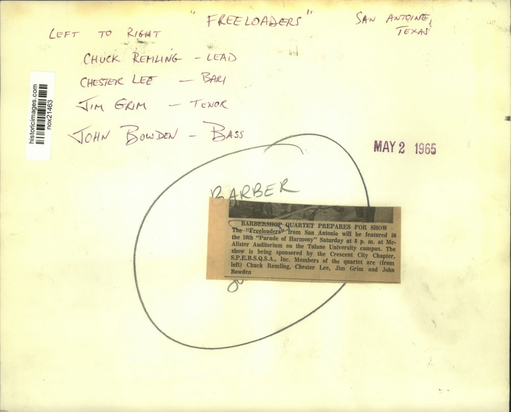 1965 Press Photo The "Freeloaders" from San Antonio to perform at Tulane