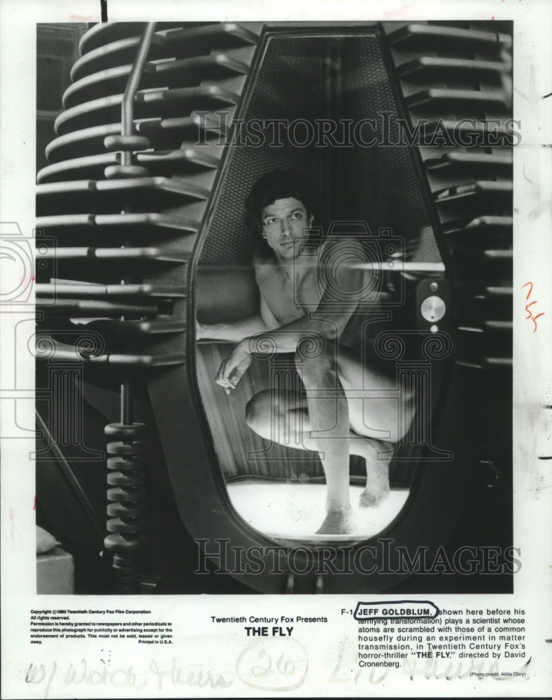 1986 Press Photo Jeff Goldblum stars in Twentieth Century Fox's "The Fly."