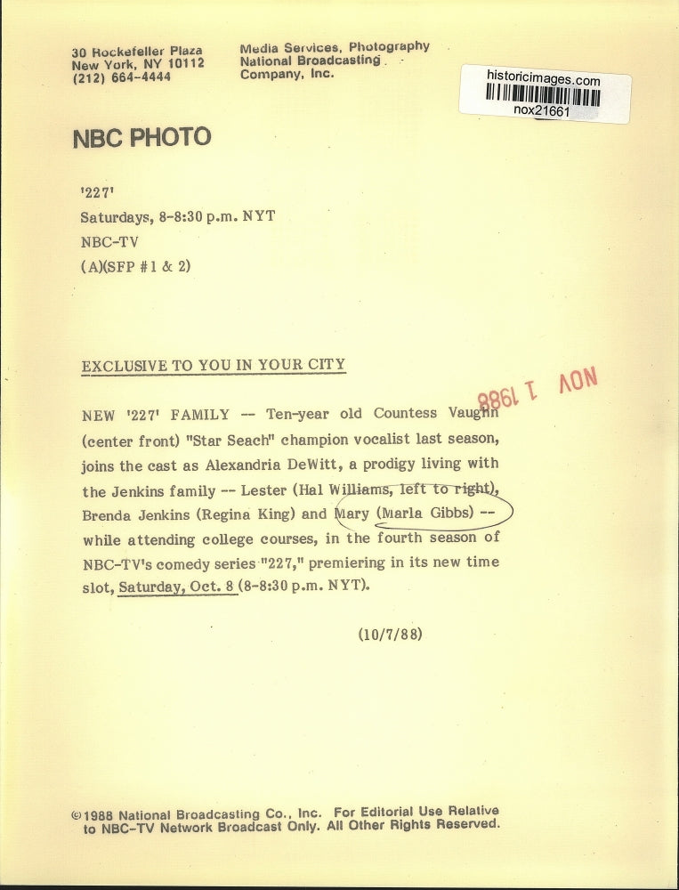 1988 Press Photo Marla Gibbs and cast of NBC's comedy series "227." - nox21661