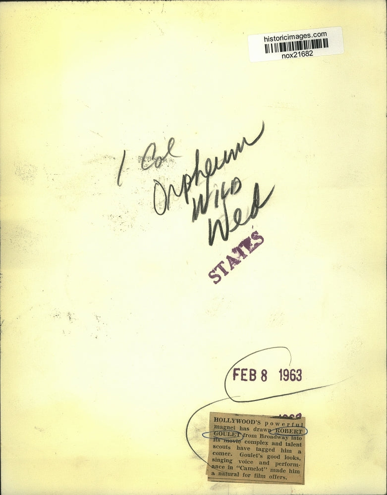 1963 Press Photo Robert Goulet, Broadway star, singer and actor - nox21682