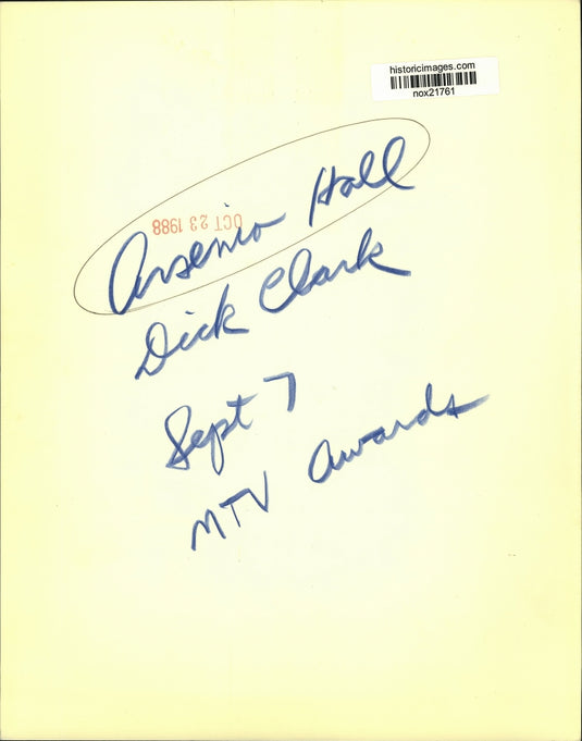 1988 Press Photo Arsenio Hall and Dick Clark at MTV Awards - nox21761