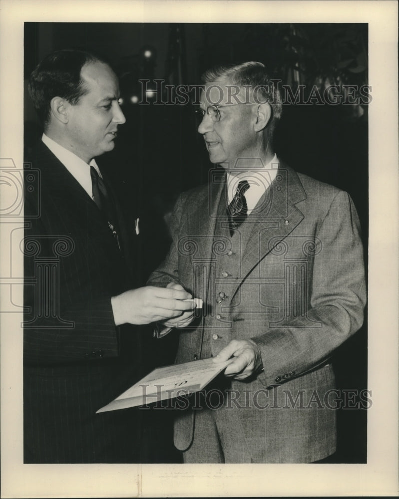 1948 Press Photo Mayors Morrison &amp; Hardy at International Trade dedication.