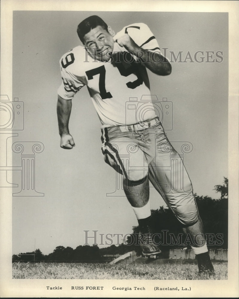Press Photo Georgia Tech Football Player Russ Foret, Tackle from Raceland