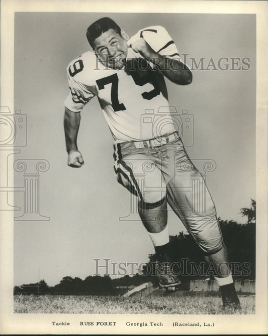 Press Photo Georgia Tech Football Player Russ Foret, Tackle from Raceland
