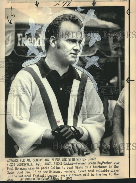 1972 Press Photo Former Green Bay Packer star Paul Hornung, Football Player
