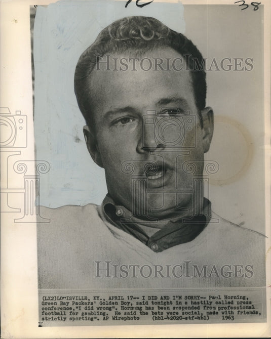 1963 Press Photo Paul Horning, Green Bay Packers' Golden Boy Football Player- Historic Images