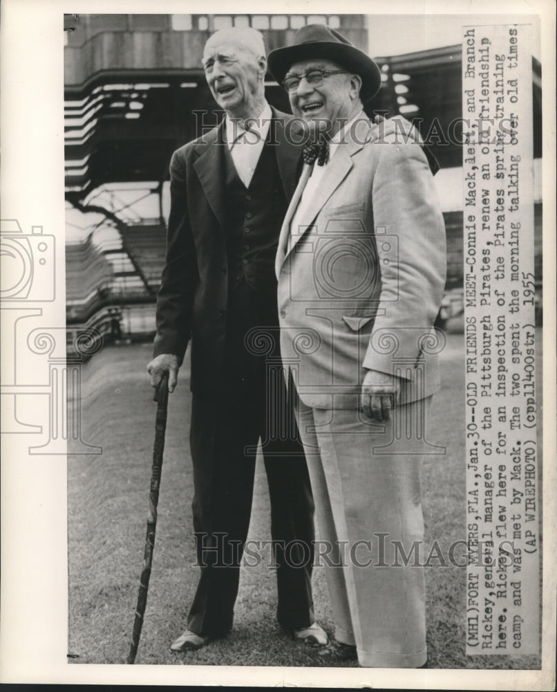 1955 Press Photo Connie Mack, left, and Branch Rickey, Football Management