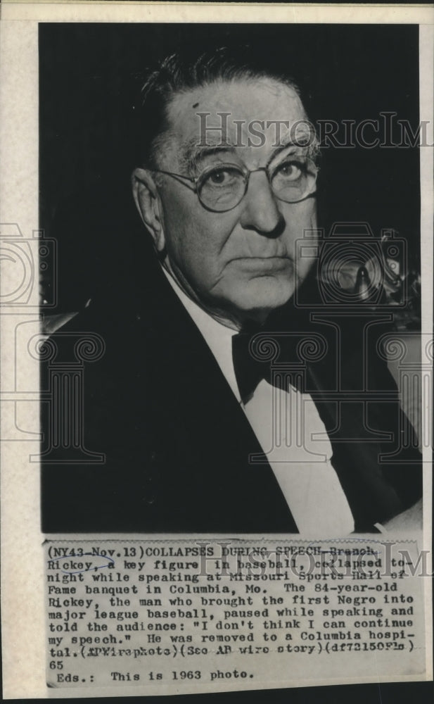 1963 Press Photo Branch Rickey, Baseball Key Figure, 84 years of age - nox22397