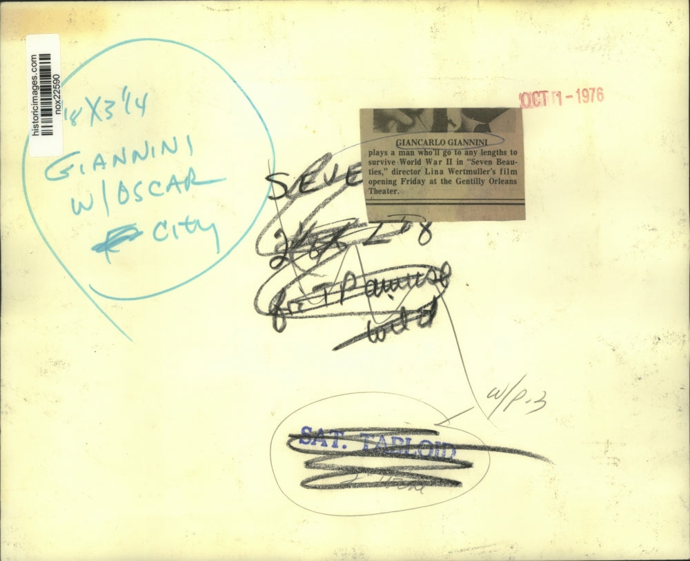 1976 Press Photo Actor Giancarlo Giannini in "Seven Beauties" - nox22590