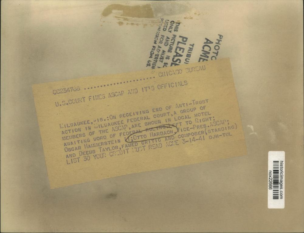 1941 Press Photo Members of the ASCAP waiting for Federal Ruling in Wisconsin