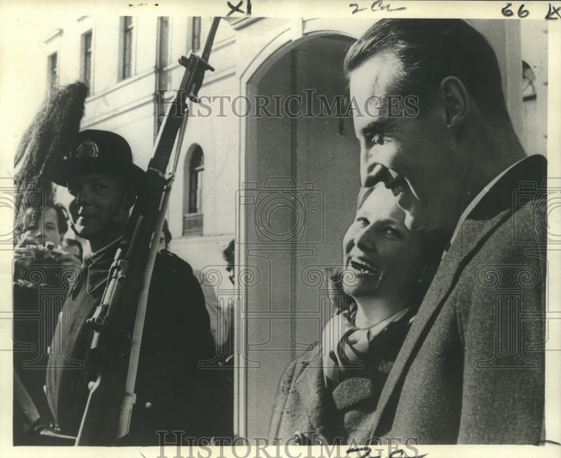 Load image into Gallery viewer, 1968 Press Photo Sonja Haraldsen with Crown Prince Harald, her fiance in Norway
