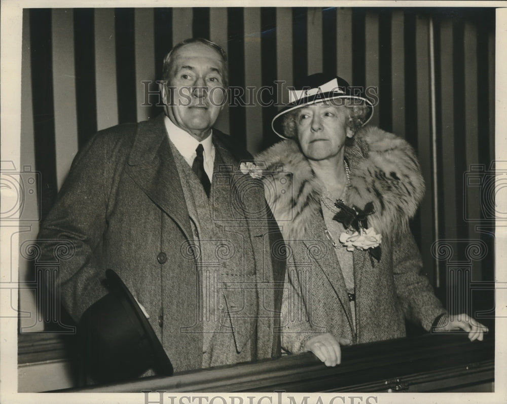 1937 Press Photo Former Ambassador to Germany James W. Gerard with wife on Boat