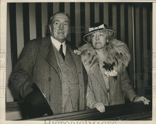 1937 Press Photo Former Ambassador to Germany James W. Gerard with wife on Boat