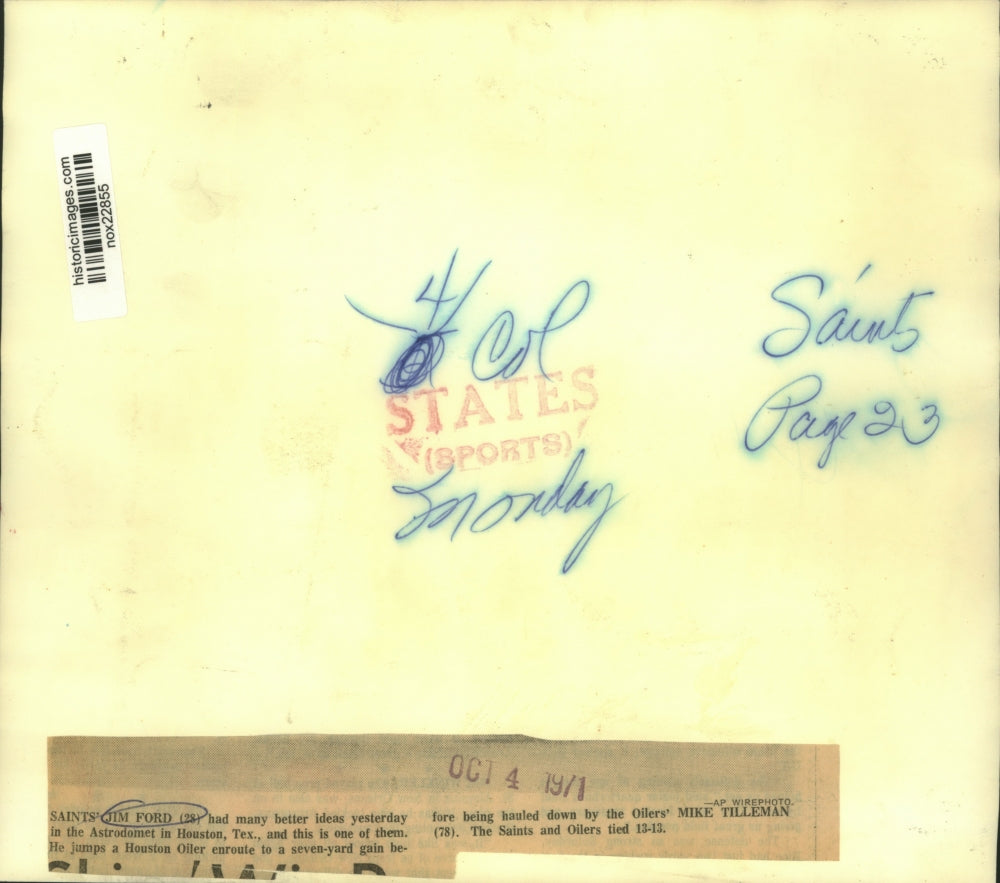 1971 Press Photo New Orleans Saints Football Player Jim Ford, Others in game