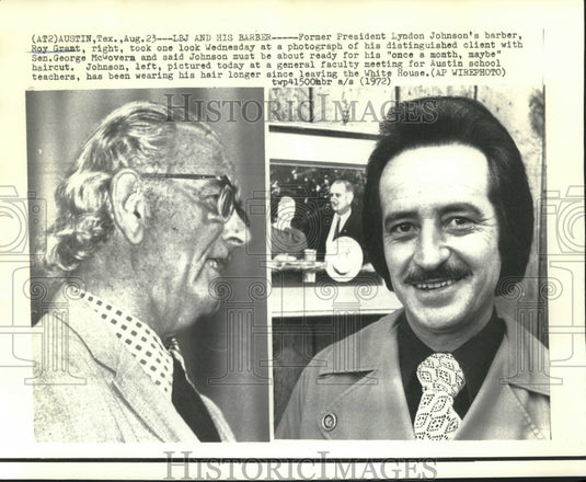 1972 Press Photo Former President Johnson & His Barber Roy Grant - nox22903