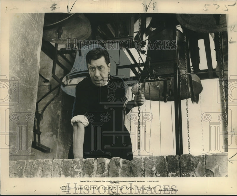 Load image into Gallery viewer, 1953 Press Photo French Actor/Comedian Fernandel in Belfry - nox22905
