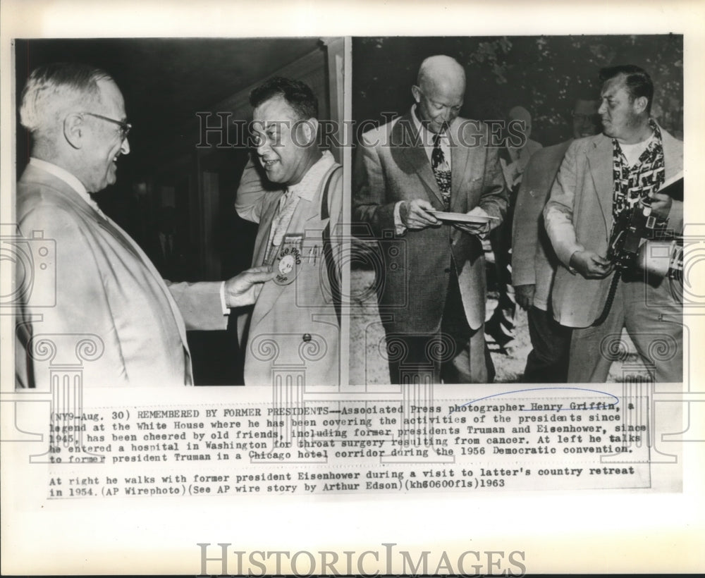 1963 Press Photo Associated Press Photographer with Truman, Eisenhower