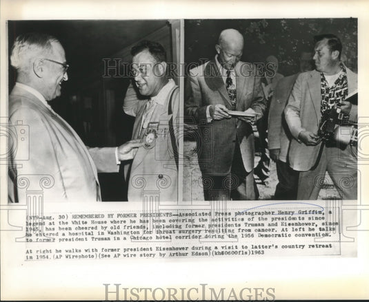 1963 Press Photo Associated Press Photographer with Truman, Eisenhower