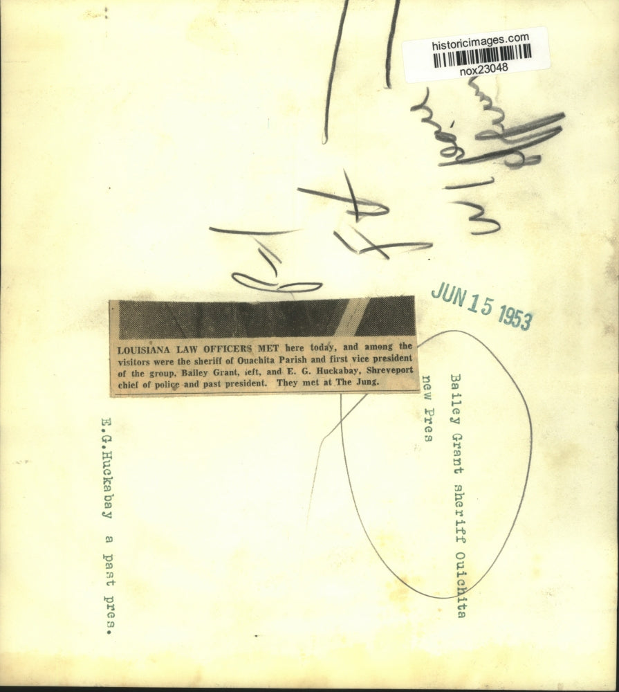 1953 Press Photo Bailey Grant and E.G. Huckabay, The Jung - nox23048