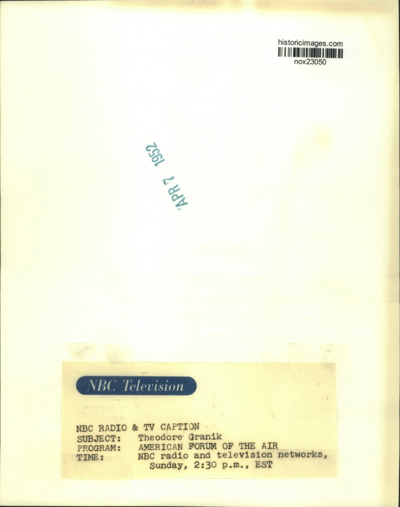 1952 Press Photo Theodore Granik, "American Forum of the Air" - nox23050