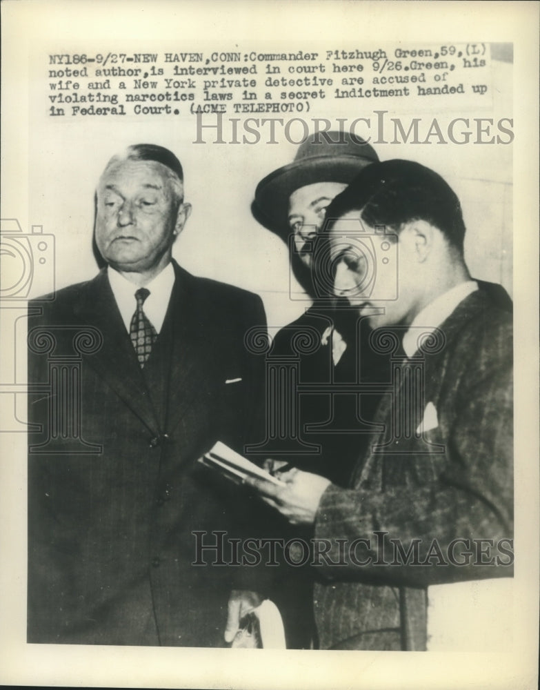 1947 Press Photo Author Fitzhugh Green Interviewed in New Haven Court