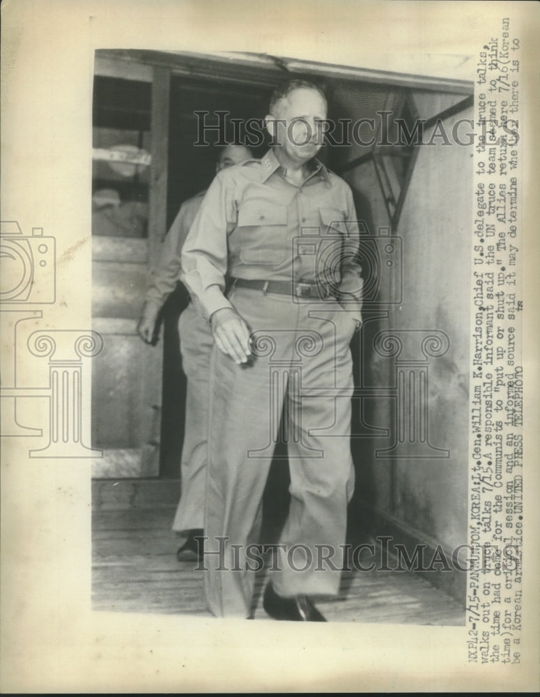 1953 Press Photo Lieutenant General William K. Harrison Leaves Korean Truce Talk