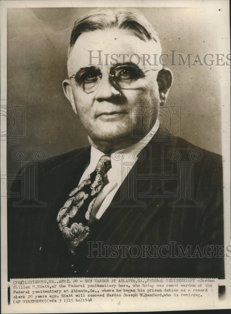 1948 Press Photo New Atlanta Federal Prison Warden William H. Hiatt - nox23527