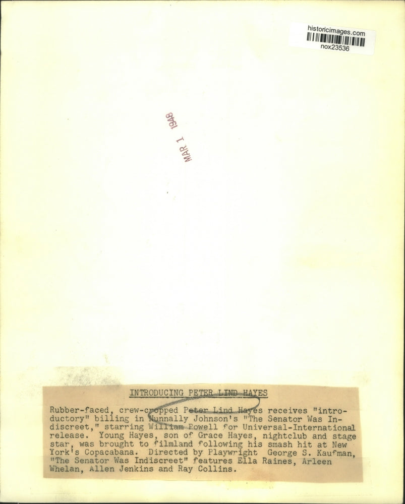 1947 Press Photo Actor Peter Lind Hayes in "The Senator Was Indiscreet"