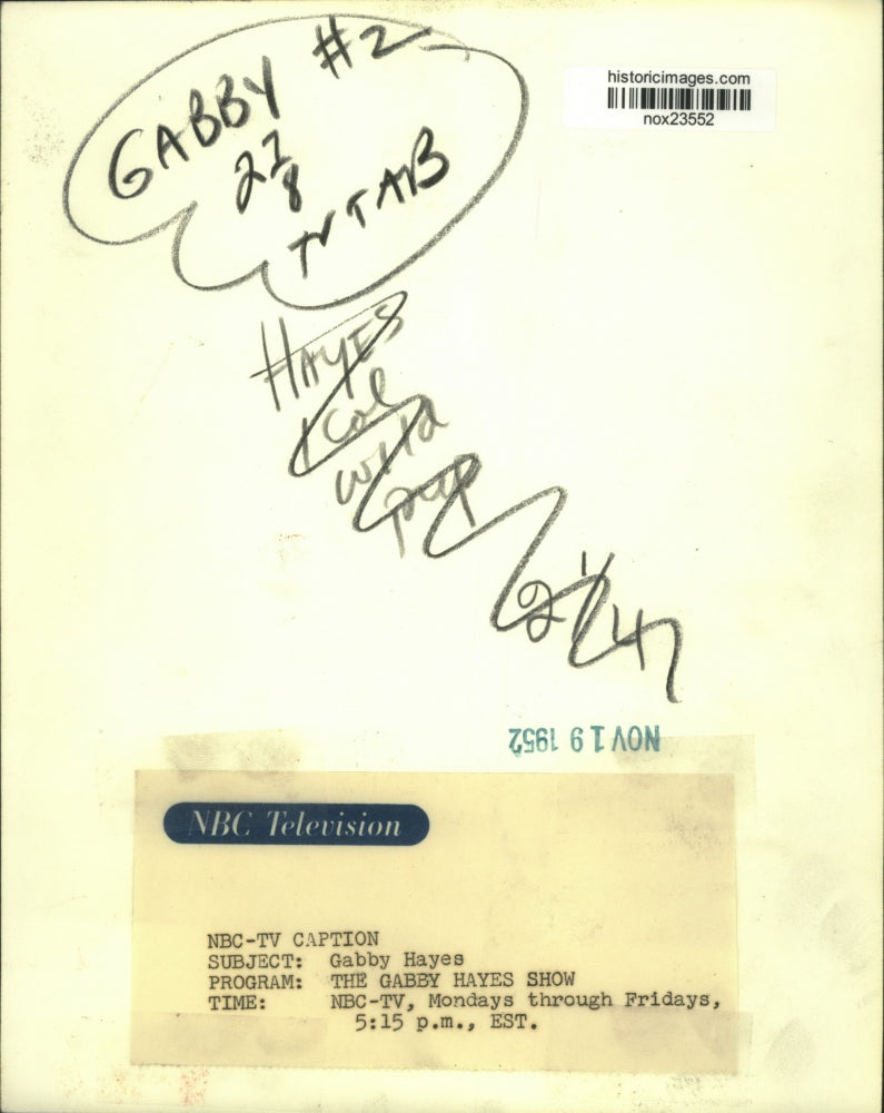 1952 Press Photo Actor Gabby Hayes in The Gabby Hayes Show on NBC-TV - nox23552