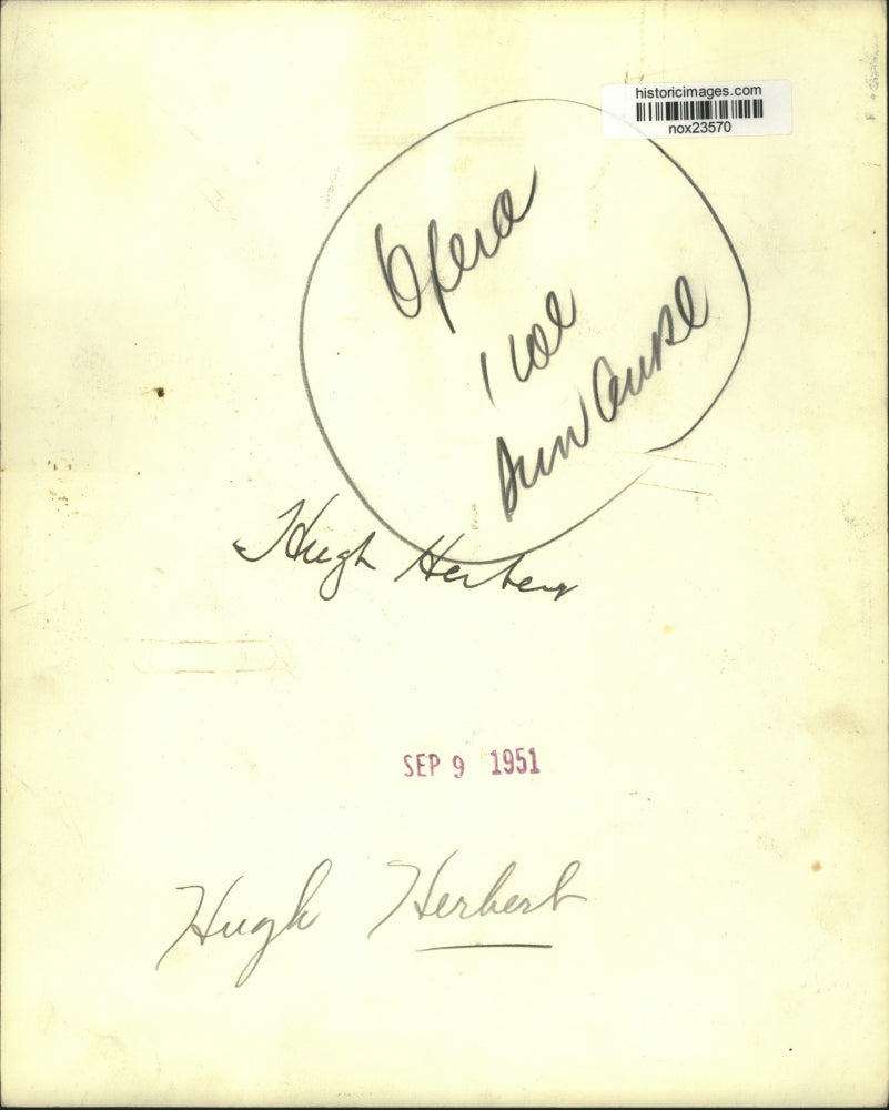 1951 Press Photo Comedian Hugh Herbert - nox23570