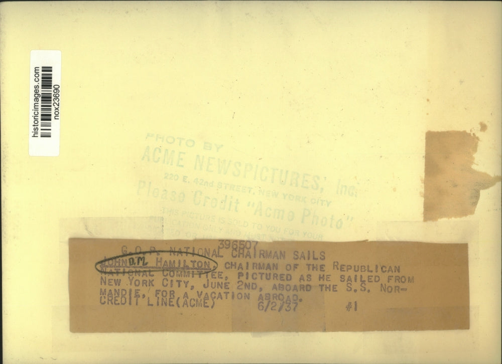 1937 Press Photo Chairman of Republican National Committee John D.M. Hamilton