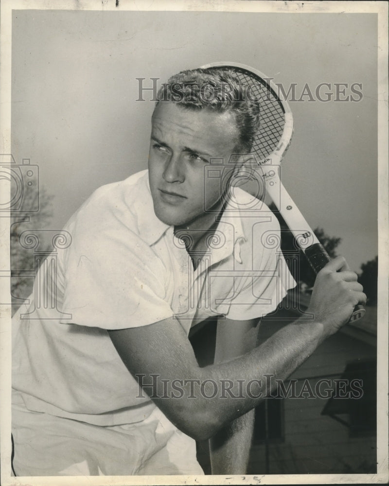 Load image into Gallery viewer, 1954 Press Photo Robert C. Hanberg Playing Tennis - nox23711
